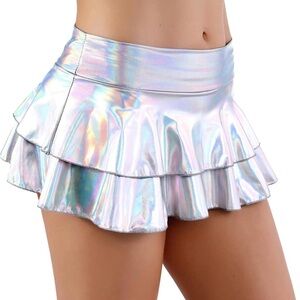 Holographic Metallic Rave Skirt